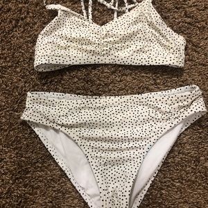 White polka dot bathing suit top